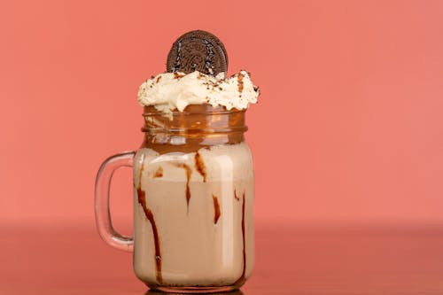 Close-Up Shot of a Chocolate Frappe
