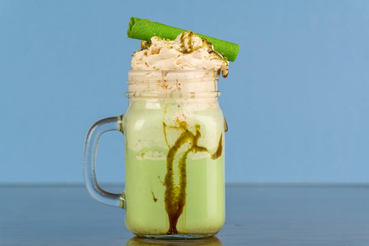 Close-Up Shot Of A Matcha Frappe