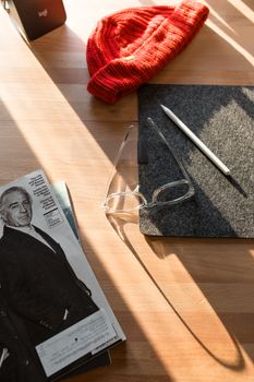 Spectacles on Wooden Surface