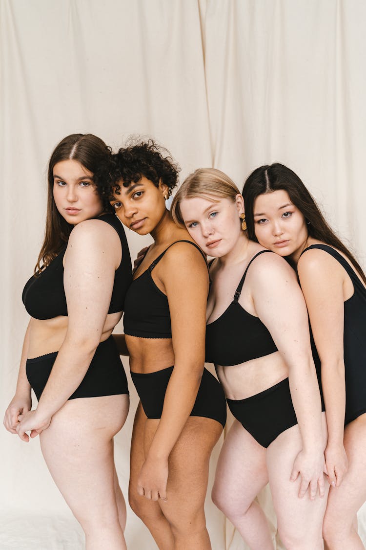 Women Posing In Black Underwear