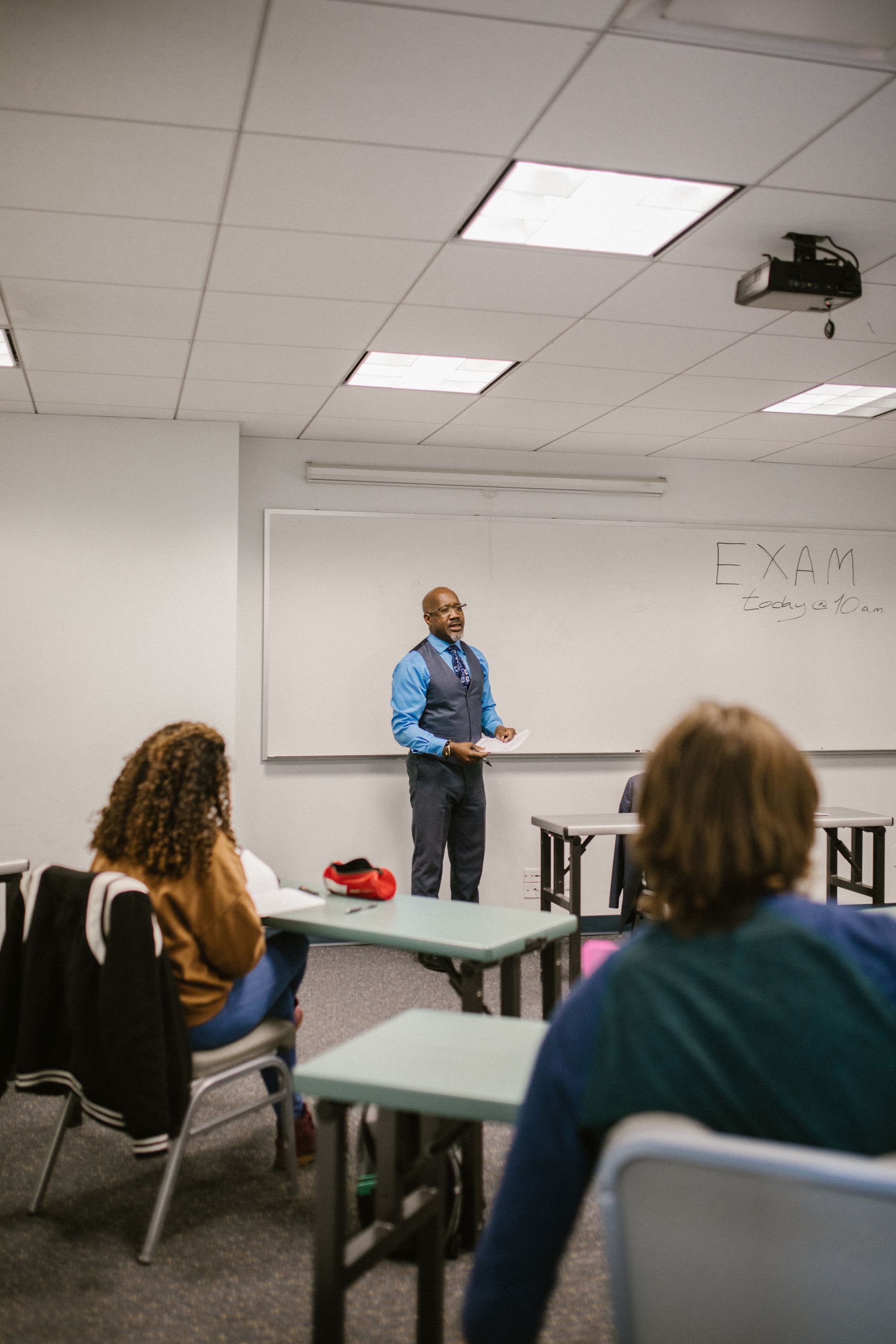 Professor teaching university students