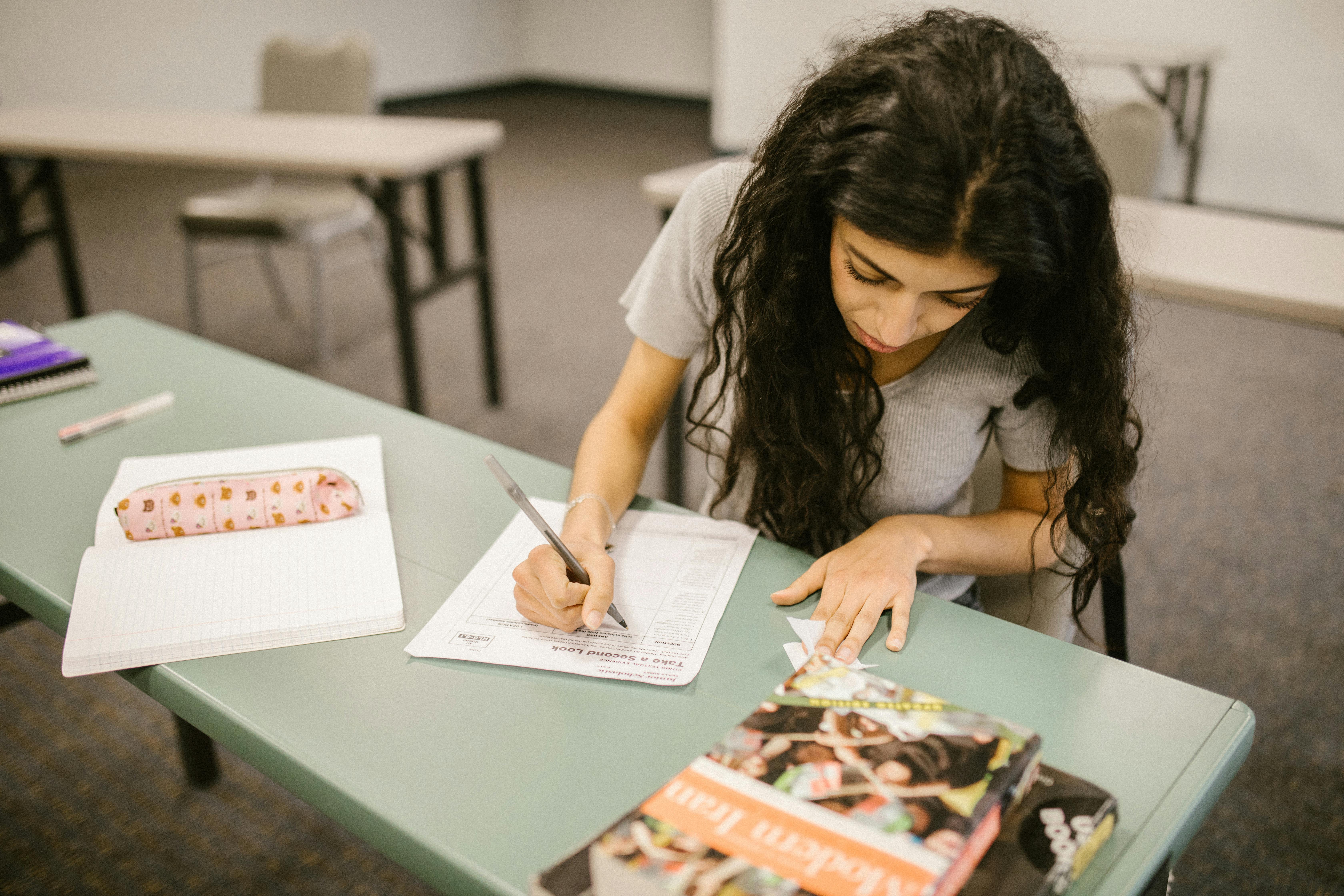 student cheating during an exam