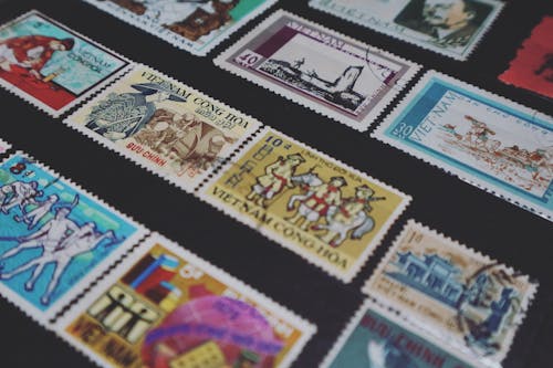 Kostenlos Verschiedene Farbige Vietnam Briefmarken Stock-Foto