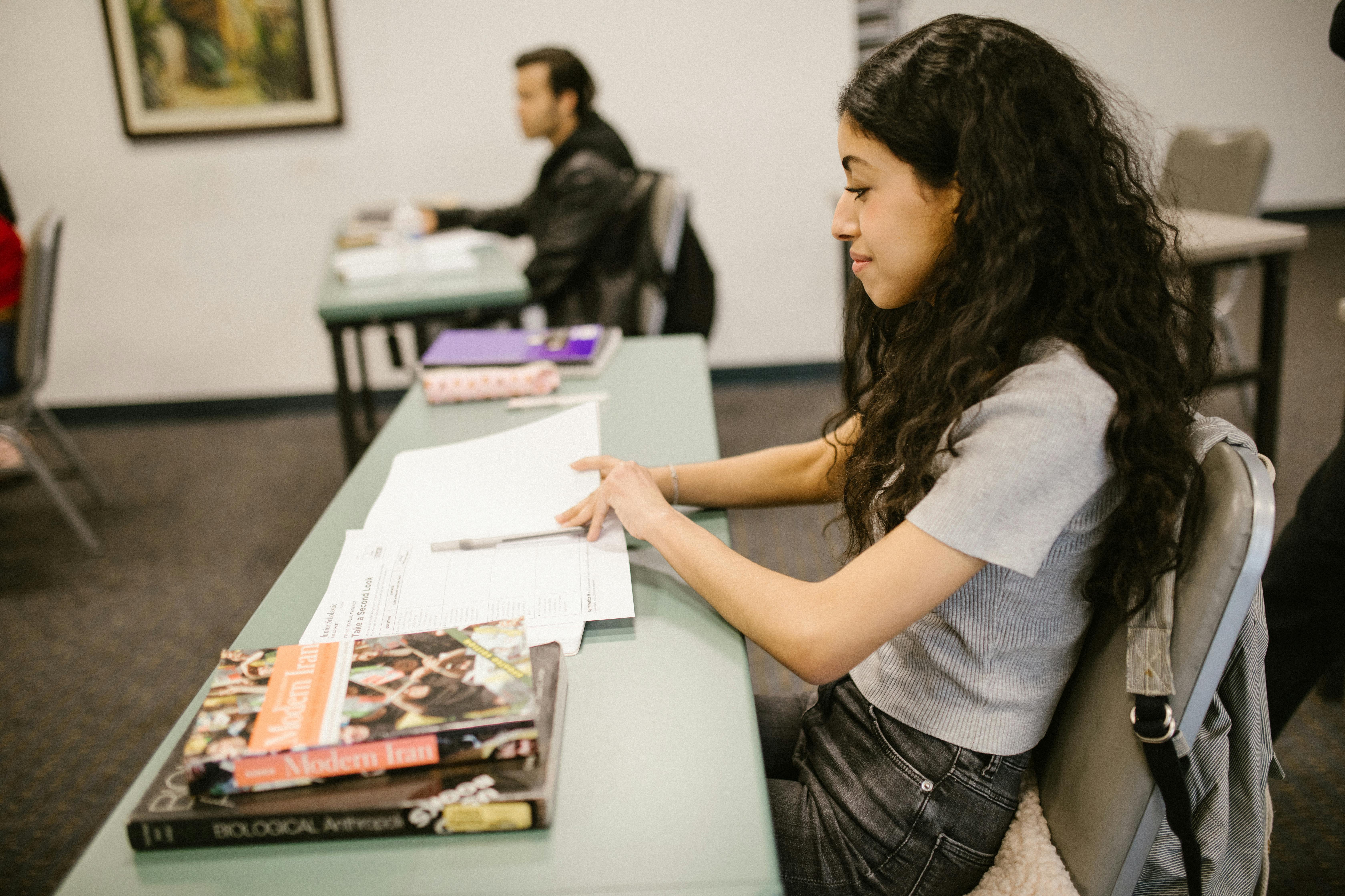 student cheating during an exam