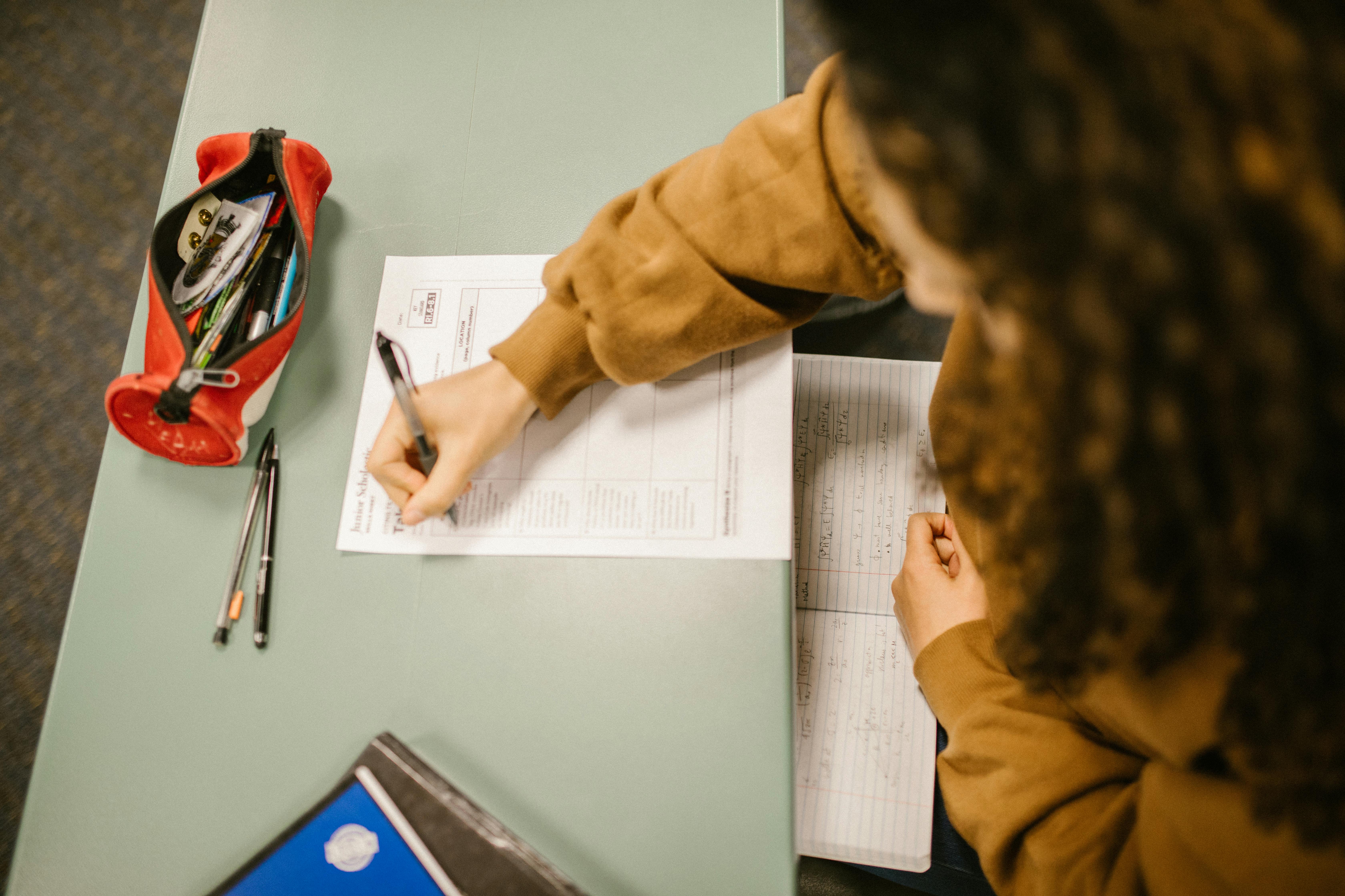 student cheating during an exam