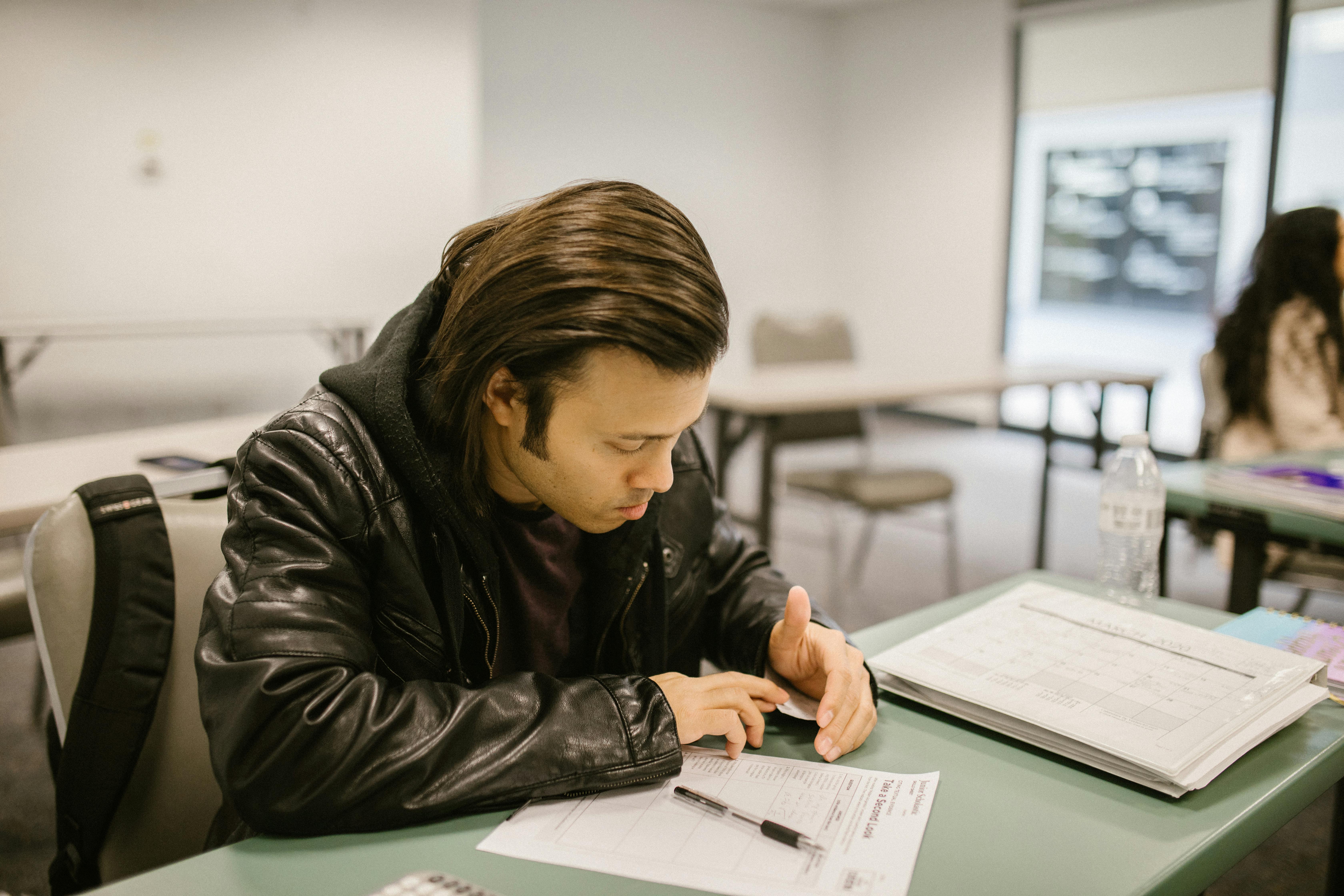 student cheating during an exam