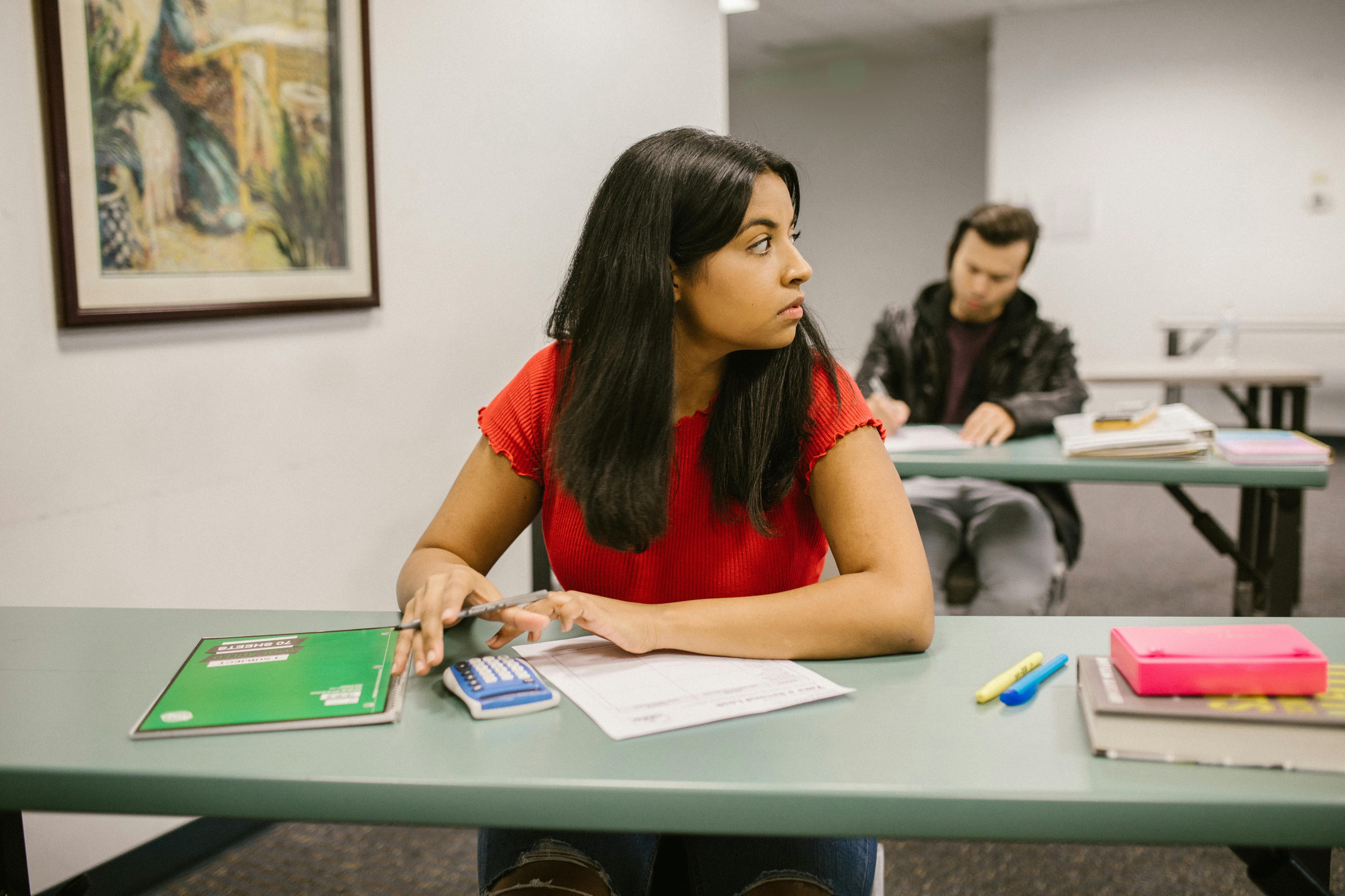 student cheating during an exam