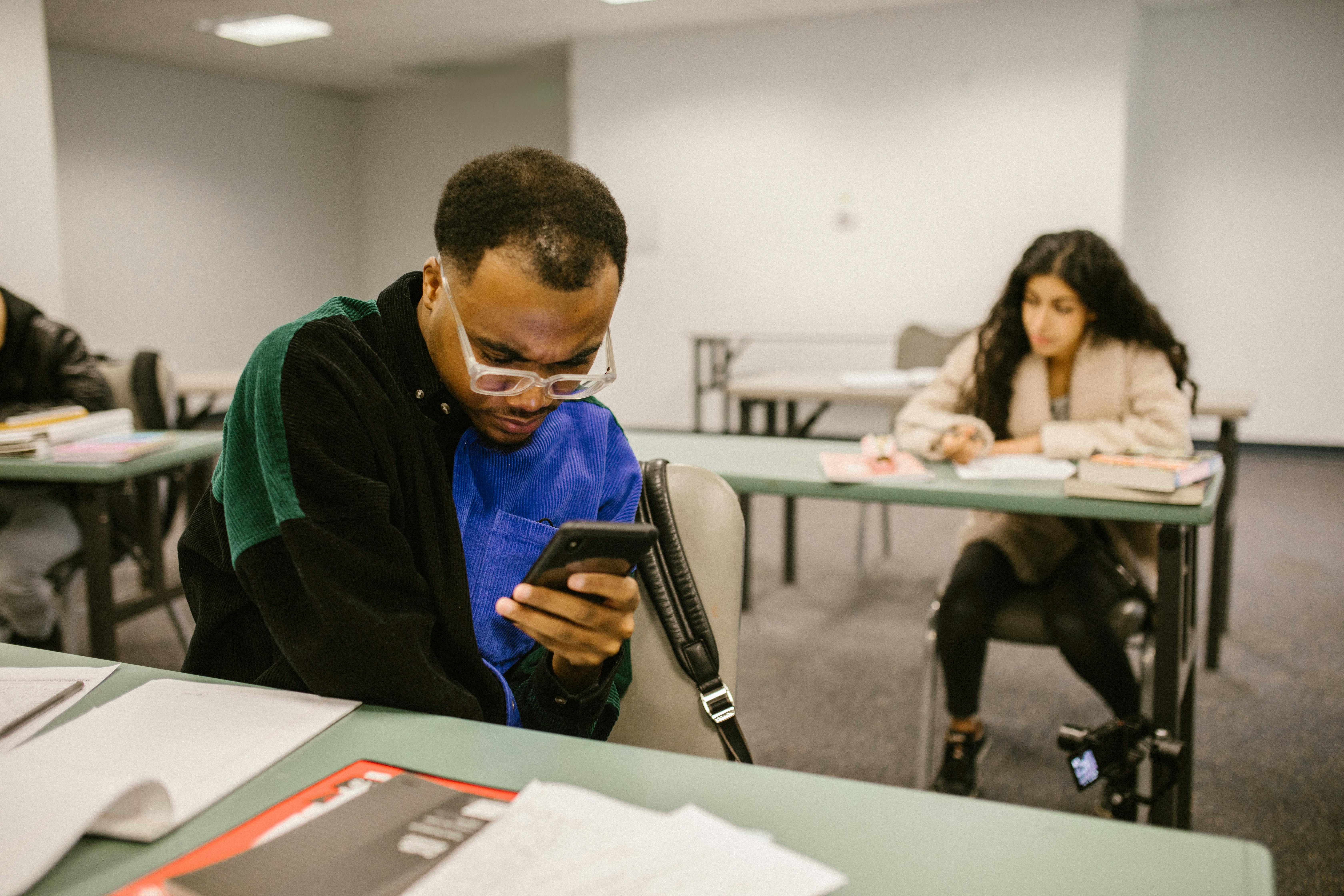 student cheating during an exam