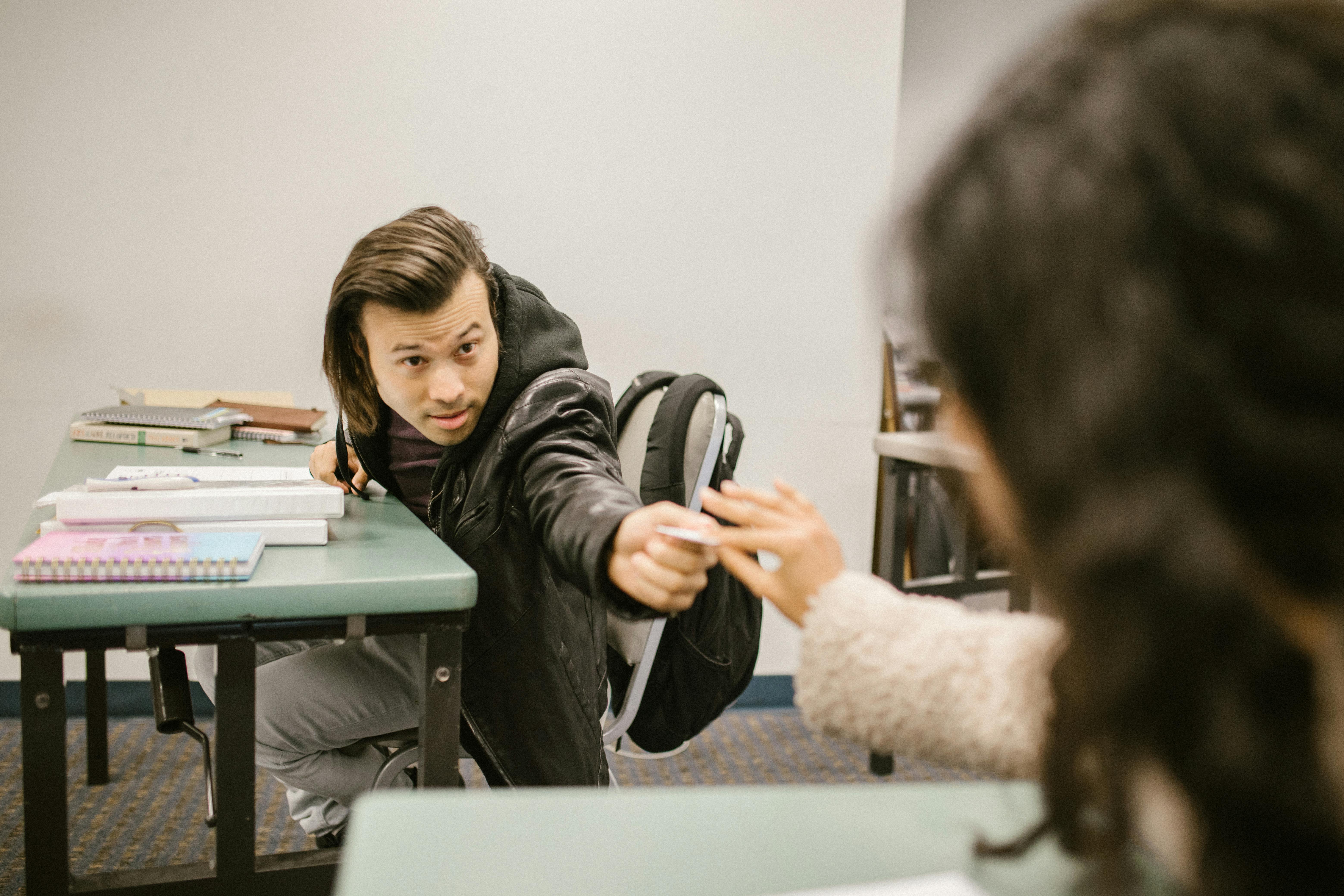 students cheating during an exam