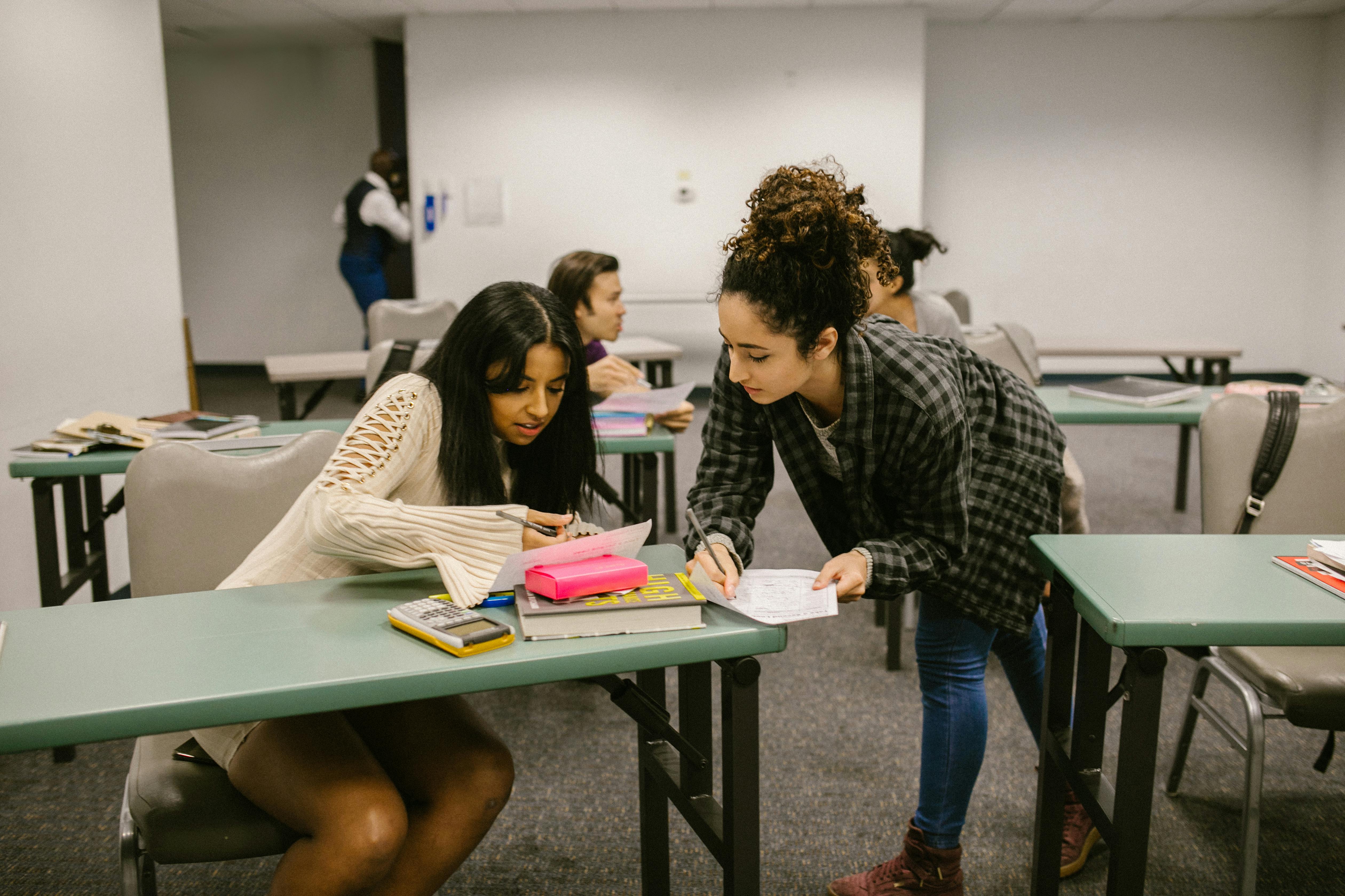 students cheating during an exam