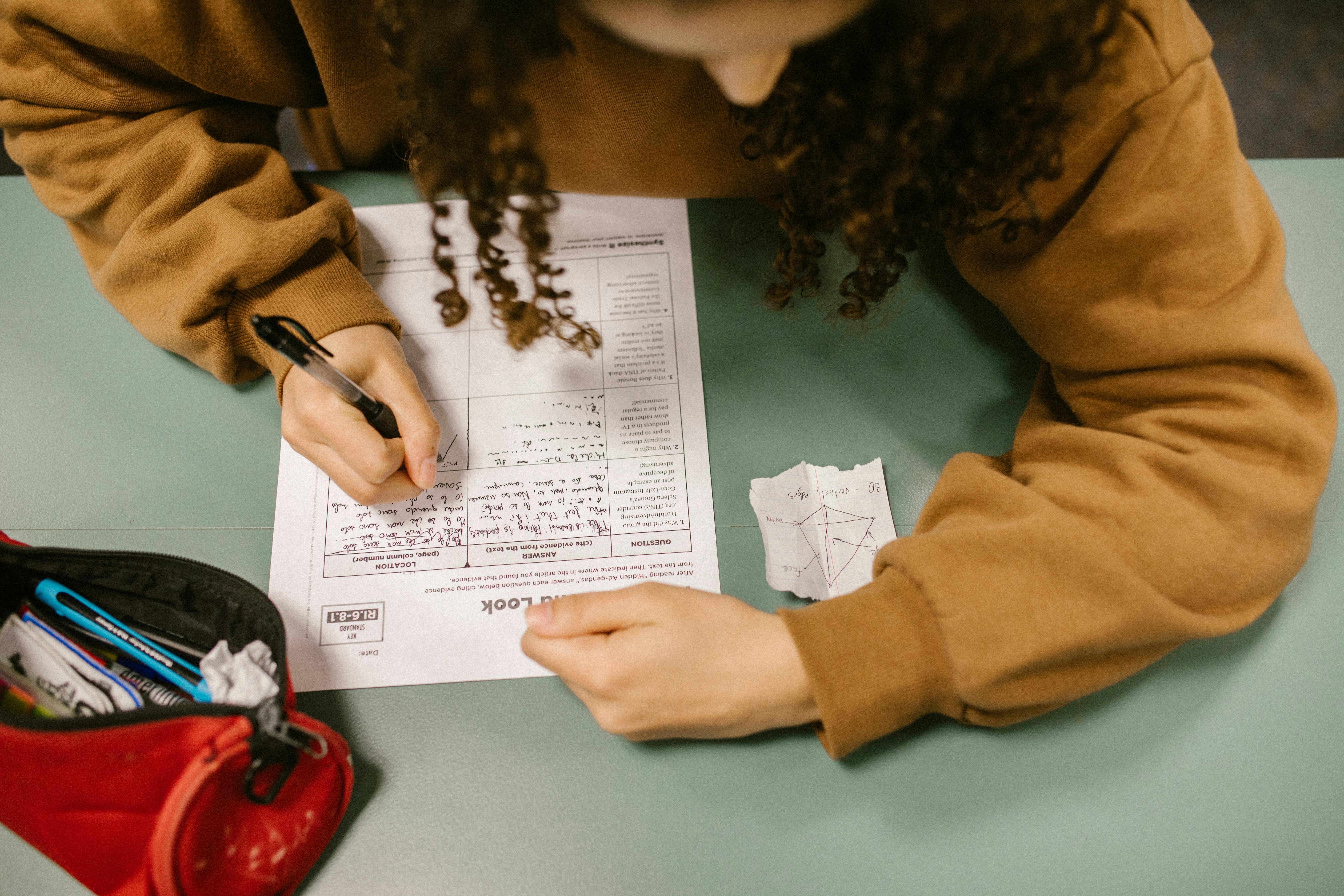 student cheating during an exam