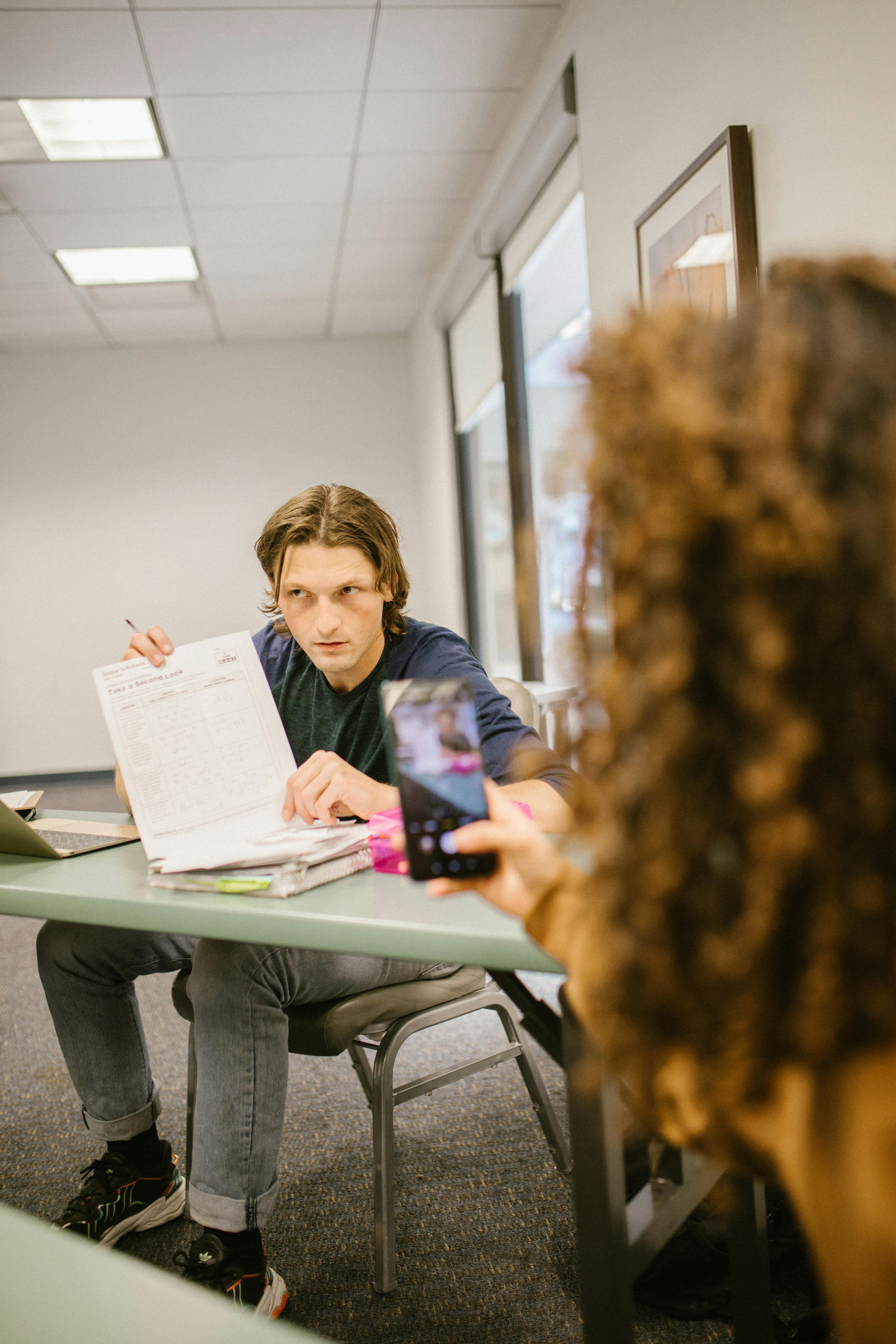 students cheating during an exam