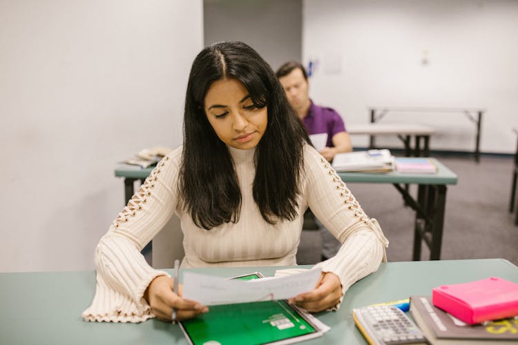 Student Looking At Her Test Result