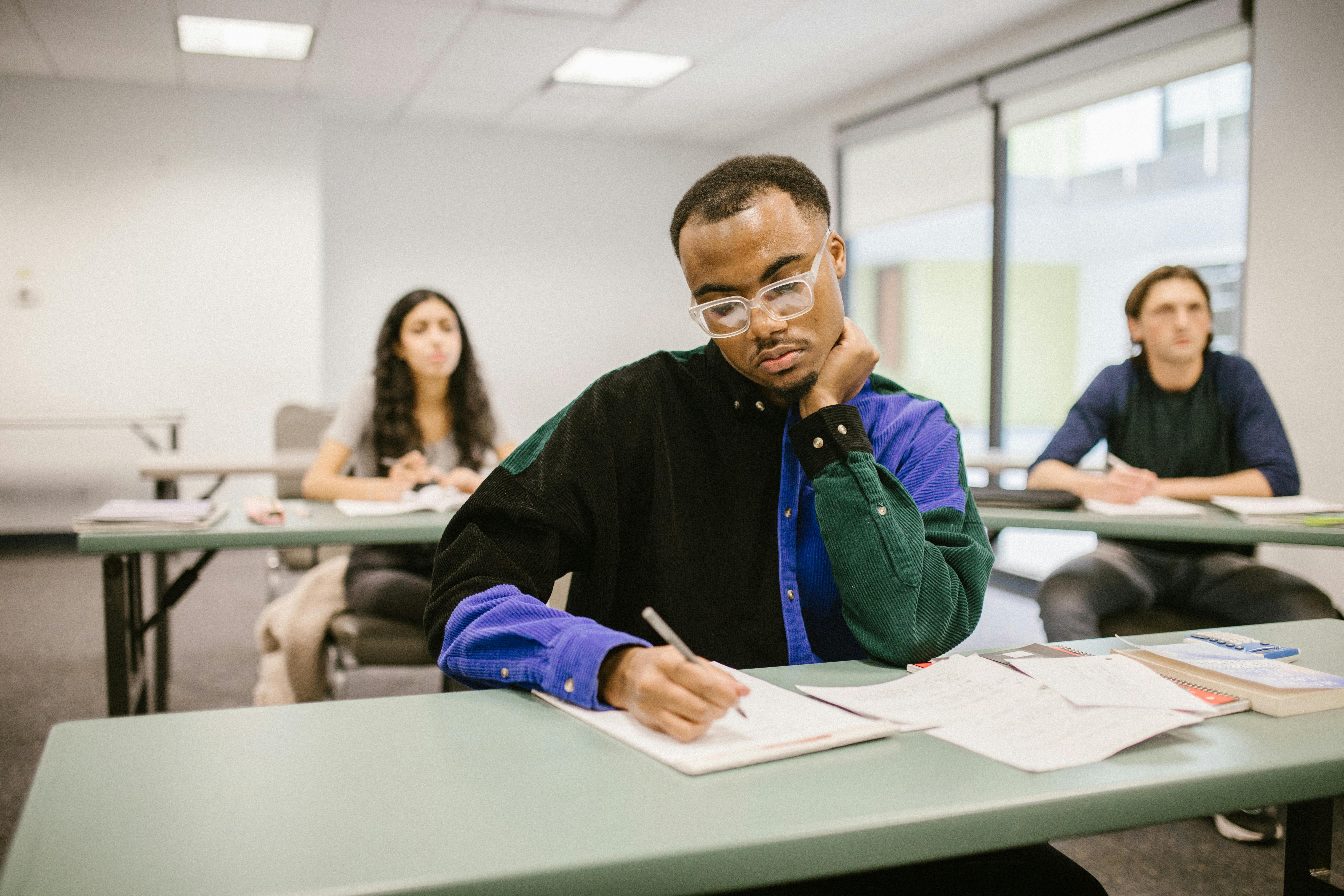 student cheating during an exam