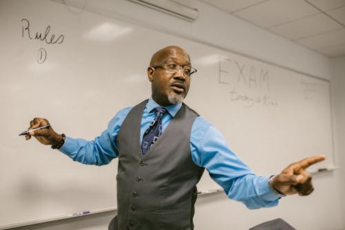 Teacher Giving Out Instructions Not to afraid of having big thighs