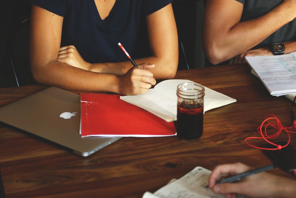 Small team collaborating at a table