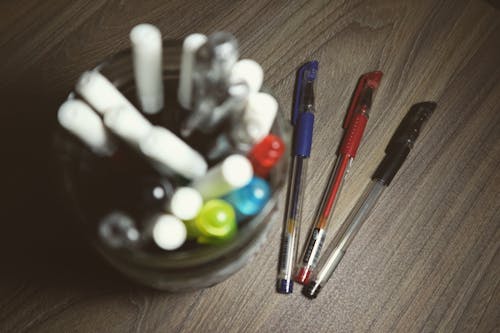 Free Assorted Color Ball Point Pens Stock Photo