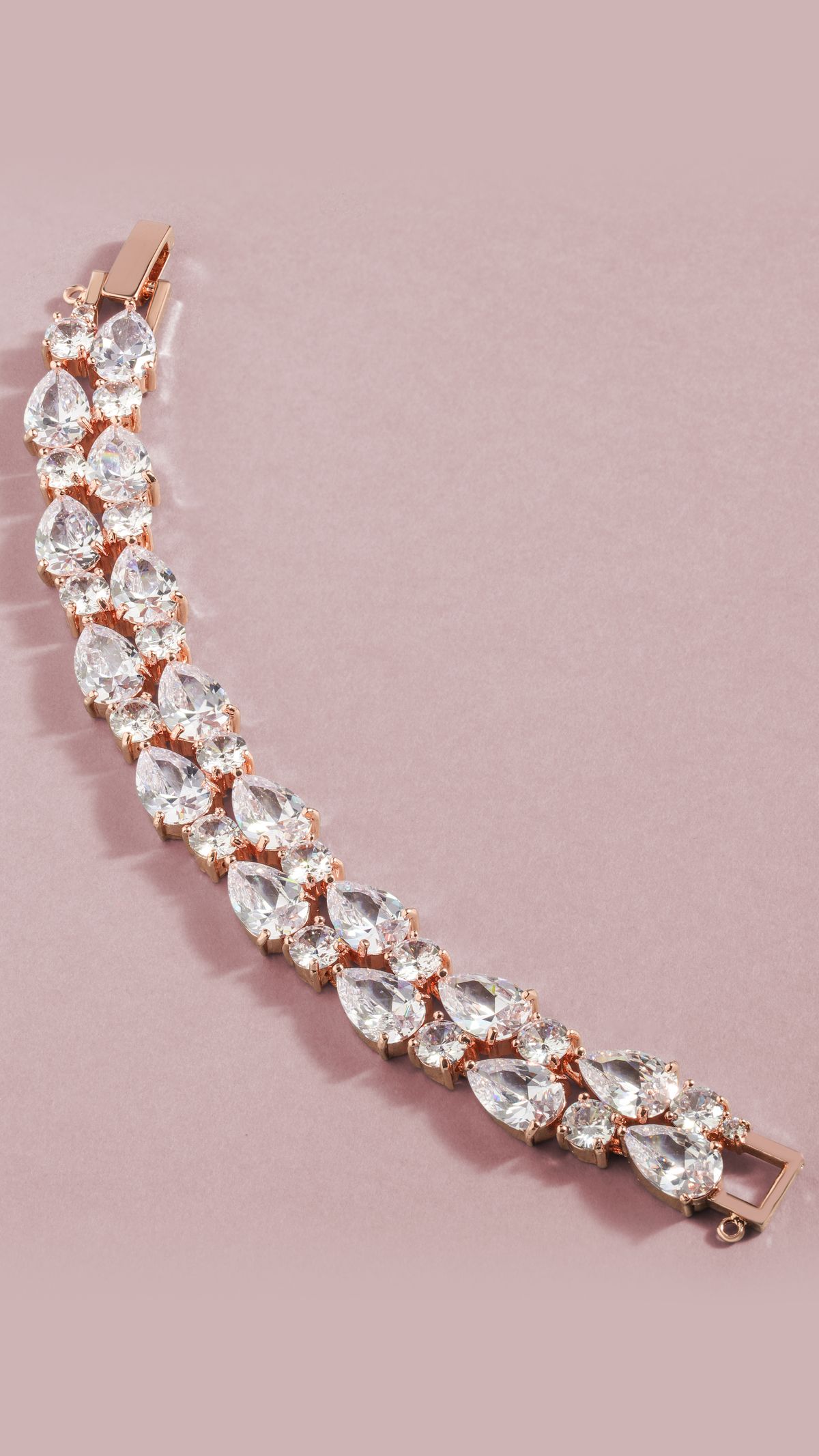 Close-up of a diamond bracelet showing its flexible jewelry design