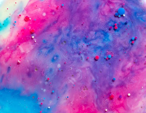Blue and Pink Bubbles on Water
