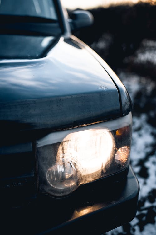 A Headlight of a Car