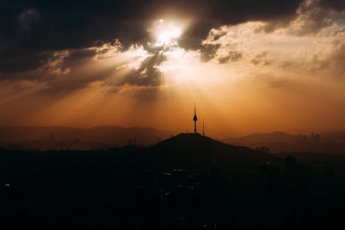 Free Silhouette of Mountain during Golden Hour Stock Photo