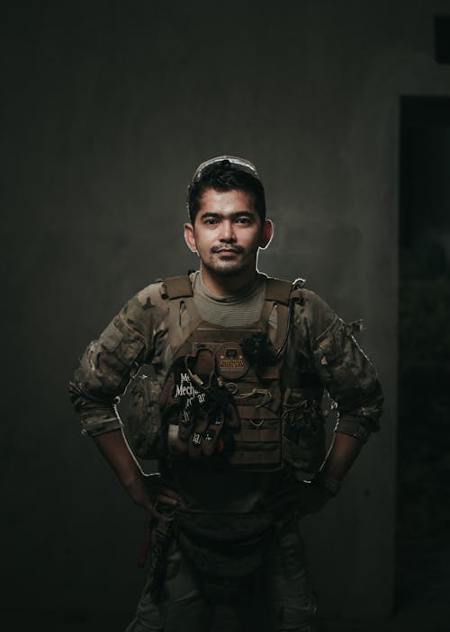 Free A Man Wearing a Military Uniform Stock Photo