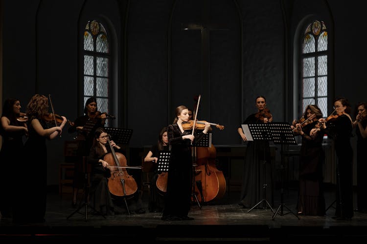 Women Performing As Part Of An Orchestra