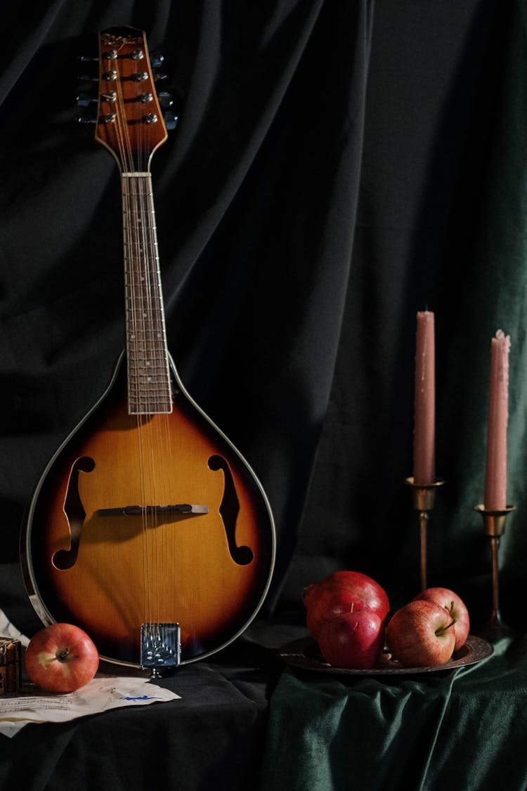 Brown Mandolin On The Table