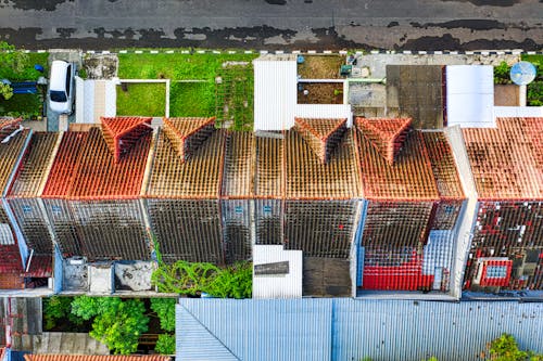 Free Aerial View of Roofs Stock Photo