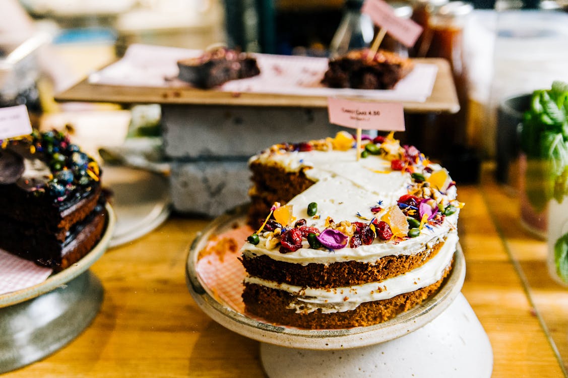 Free Baked Cake With Candies on Top Stock Photo