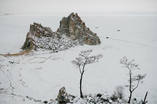 Scenic Winter Landscape with Rock Formations