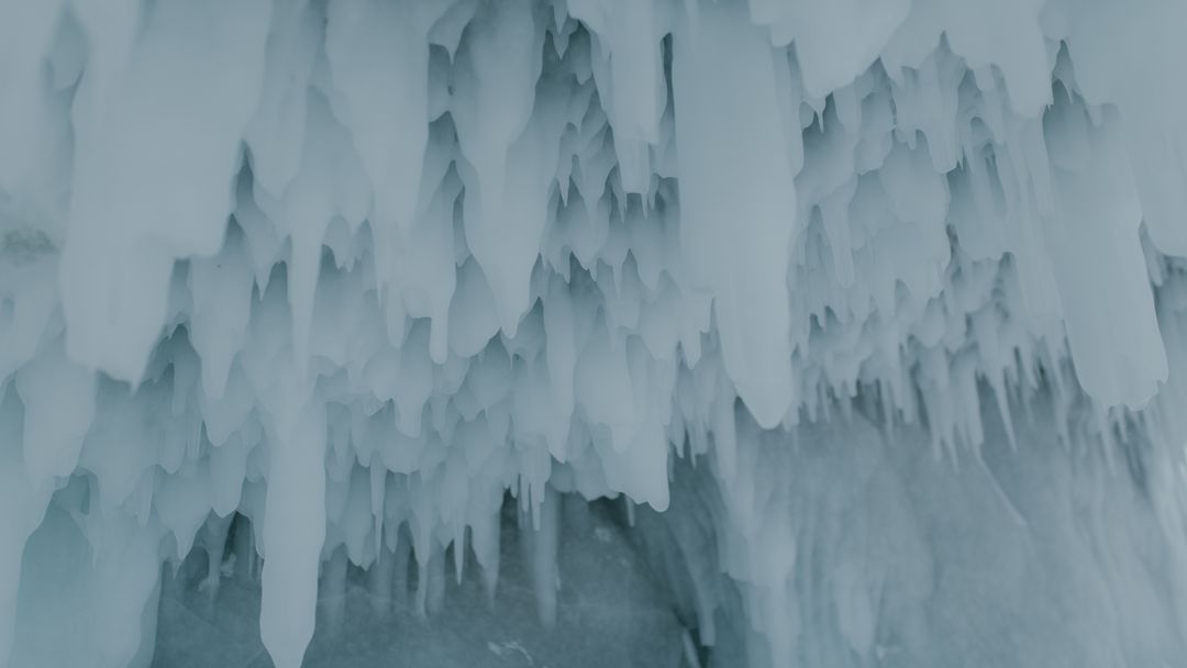 Close up shot of frozen icicles