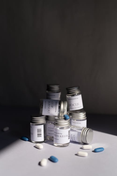 Free Close-Up Shot of Pill Bottles Stock Photo