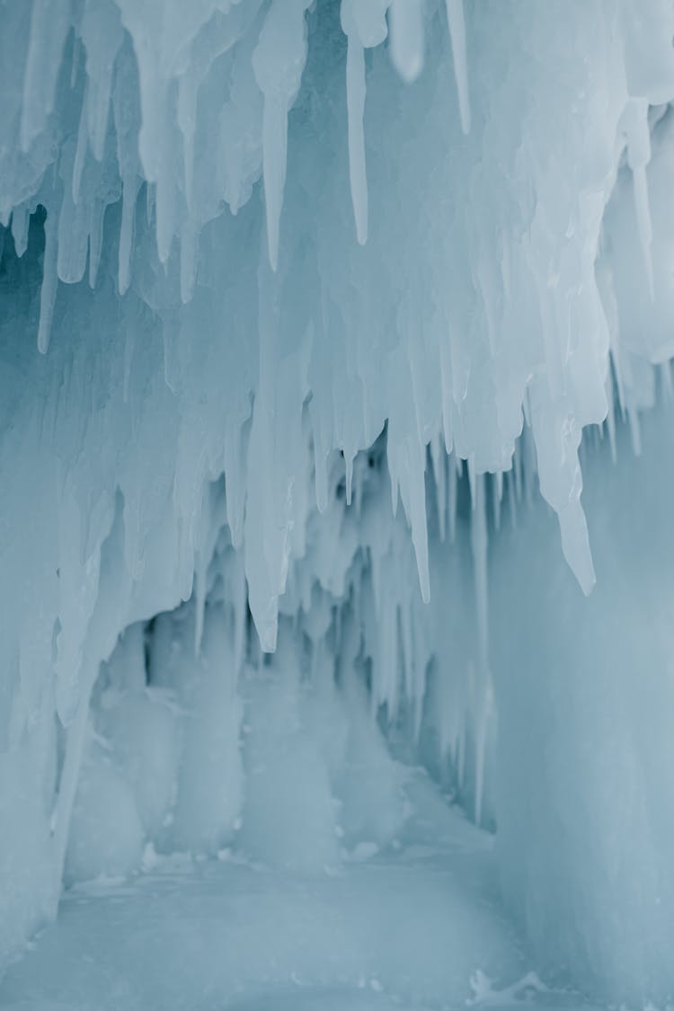 Close-up Of Icicles In An Ice Cave 