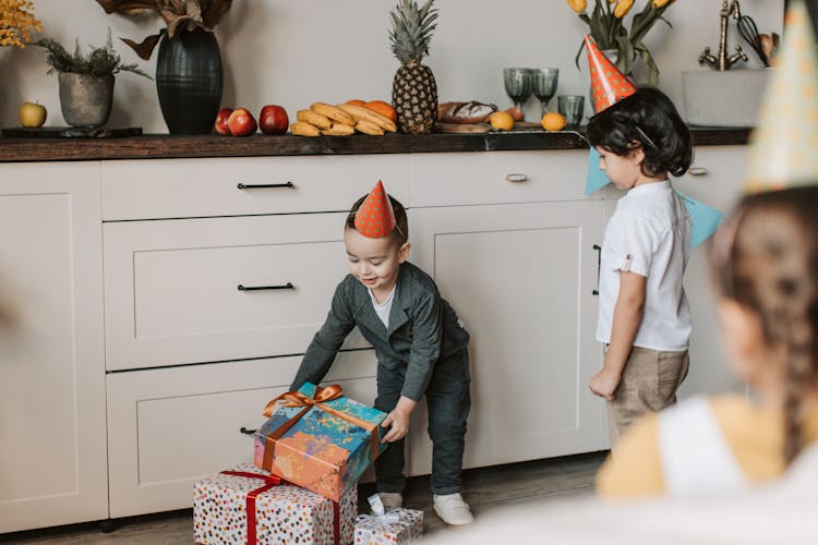 Kids Wearing Party Hat