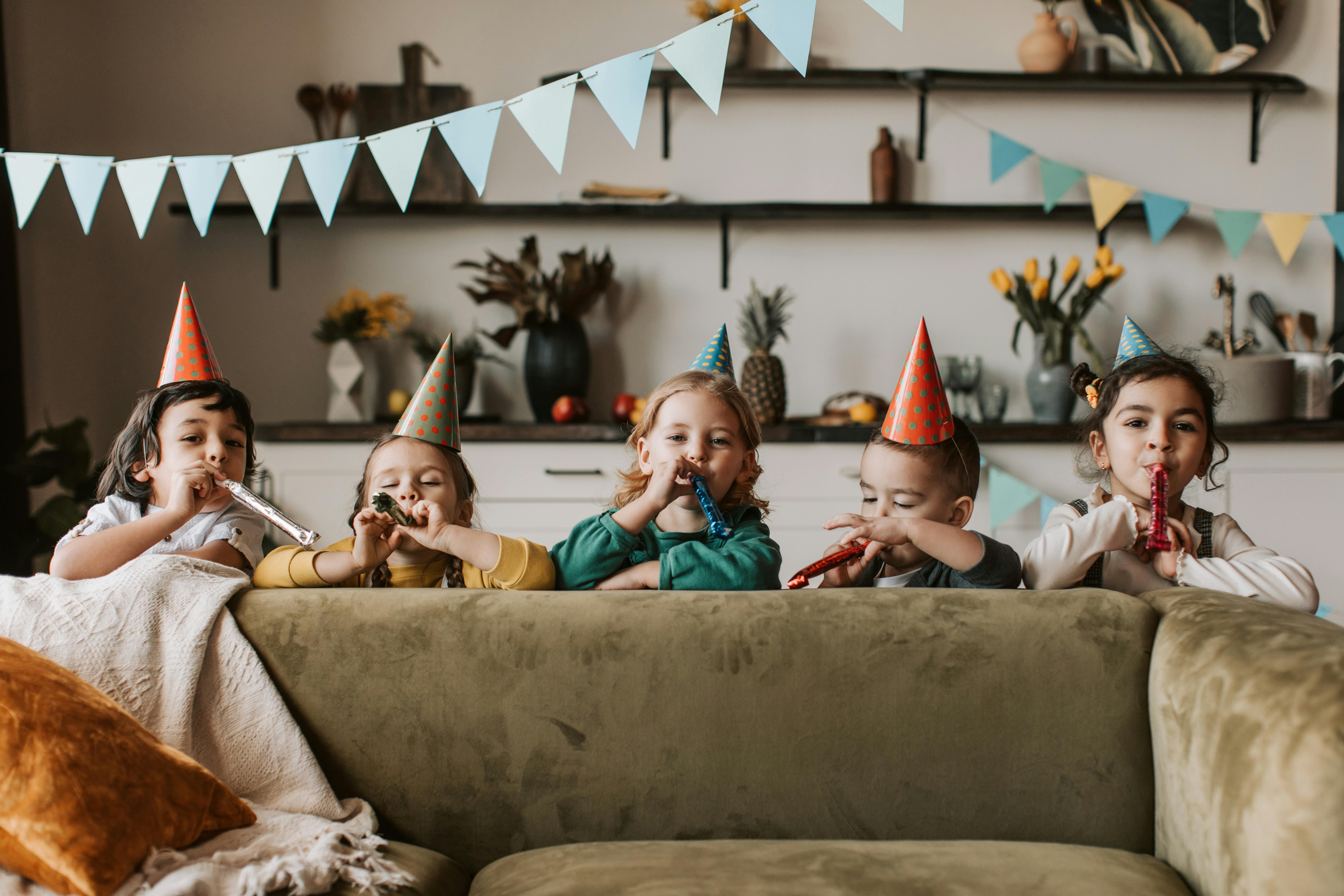 Free Kids at a Birthday Party  Stock Photo