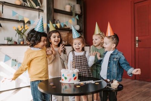 Free Photo of a Group of Kids Celebrating a Birthday Party Stock Photo