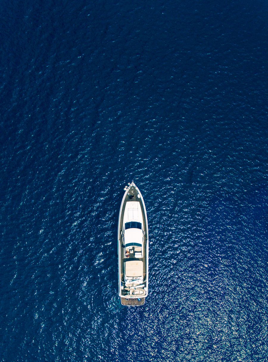 The Côte d'Azur from the water — Monaco and the Maritime Alps in the background