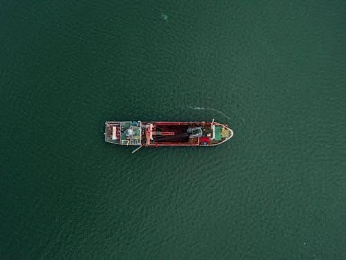 Aerial Photography of a Fishing Boat on the Sea