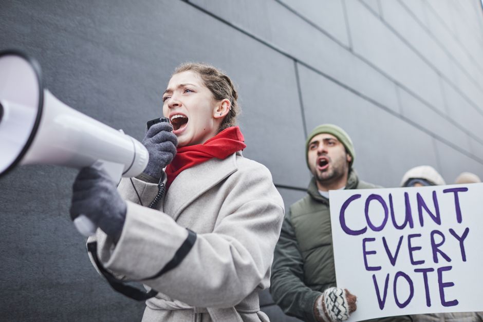 Passionate protesters demand every vote be counted in a public demonstration.