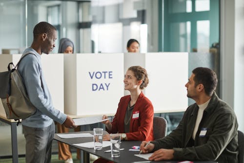 Free People Inside a Voting Center Stock Photo