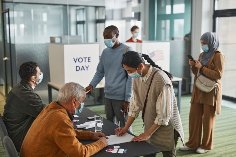 People Inside The Voting Precint