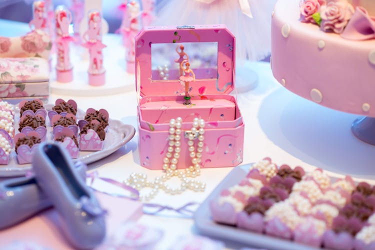 Pink Jewelry Box With A Ballerina Figurine