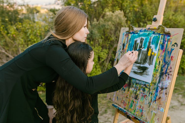 A Girl In Black Top Painting