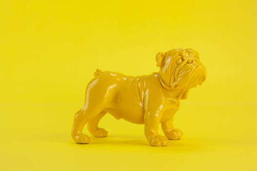 Yellow Dog Figurine on Yellow Surface
