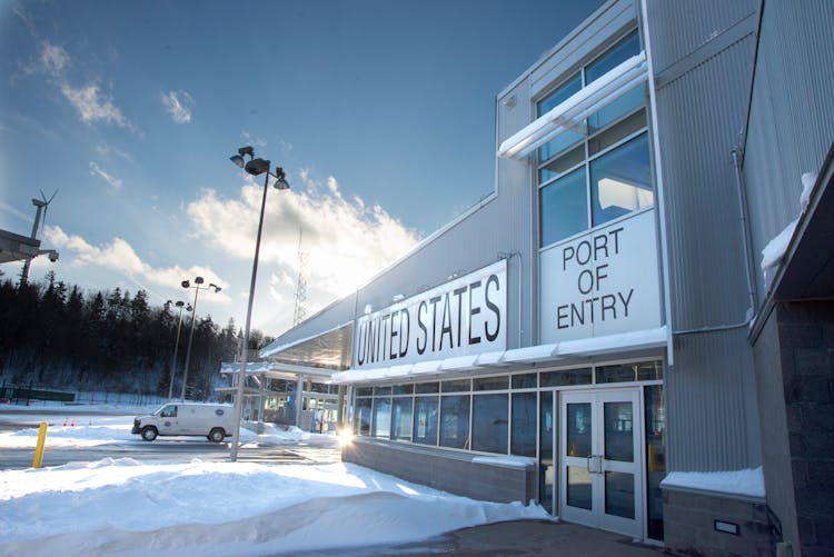 Port Of Entry Building In US In Winter