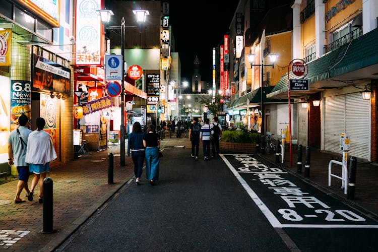 Neon Signs On The Street In The Night