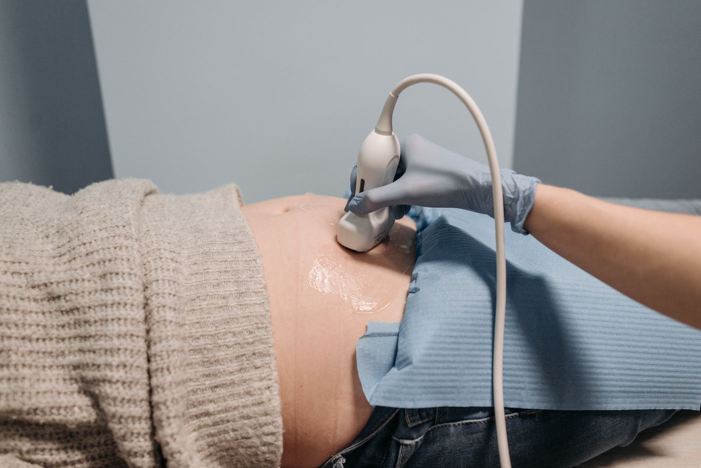An ultrasound scan in progress