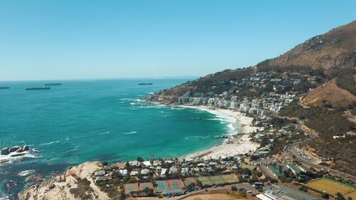 Free Explore the stunning aerial view of Cape Town's pristine beaches and turquoise waters. Stock Photo