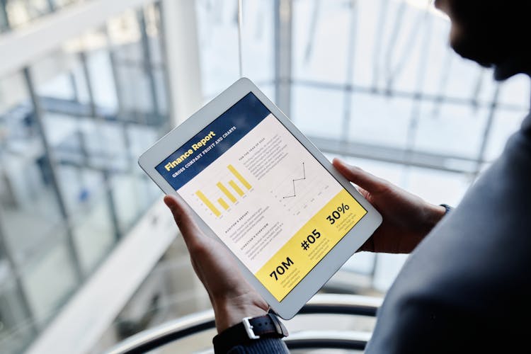 Person Holding A Tablet With Finance Report